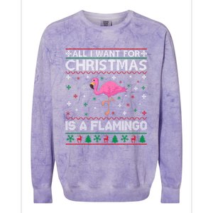 All I Want For Christmas Is A Flamingo Ugly Xmas Sweater Gift Colorblast Crewneck Sweatshirt