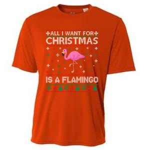 All I Want For Christmas Is A Flamingo Ugly Xmas Sweater Gift Cooling Performance Crew T-Shirt