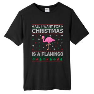 All I Want For Christmas Is A Flamingo Ugly Xmas Sweater Gift Tall Fusion ChromaSoft Performance T-Shirt