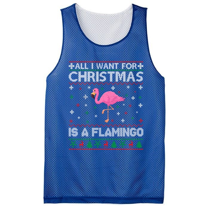 All I Want For Christmas Is A Flamingo Ugly Xmas Sweater Gift Mesh Reversible Basketball Jersey Tank