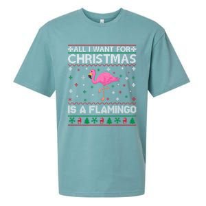 All I Want For Christmas Is A Flamingo Ugly Xmas Sweater Gift Sueded Cloud Jersey T-Shirt