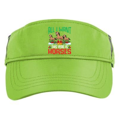 All I Want This Year Is Horses Wearing Santa Hat Christmas Great Gift Adult Drive Performance Visor