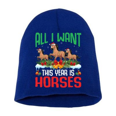 All I Want This Year Is Horses Wearing Santa Hat Christmas Great Gift Short Acrylic Beanie