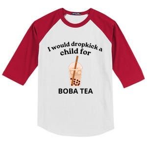 Awesome I Would Dropkick A Child For Boba Kids Colorblock Raglan Jersey