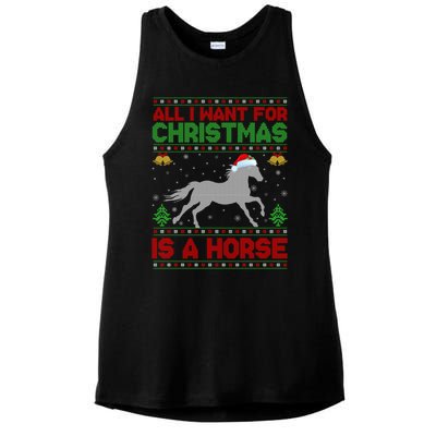 All I Want For Xmas Is A Horse Funny Ugly Christmas Horse Great Gift Ladies PosiCharge Tri-Blend Wicking Tank