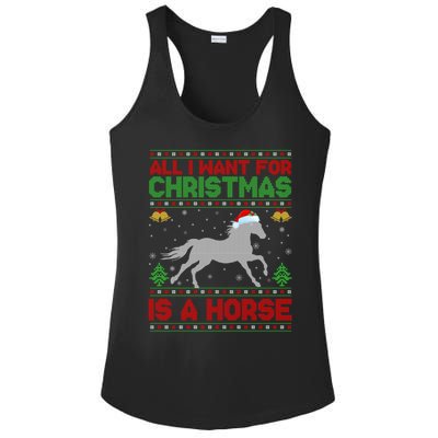 All I Want For Xmas Is A Horse Funny Ugly Christmas Horse Great Gift Ladies PosiCharge Competitor Racerback Tank