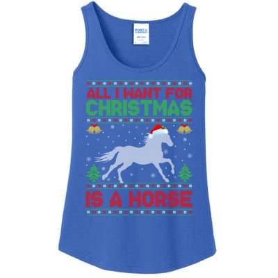 All I Want For Xmas Is A Horse Funny Ugly Christmas Horse Great Gift Ladies Essential Tank