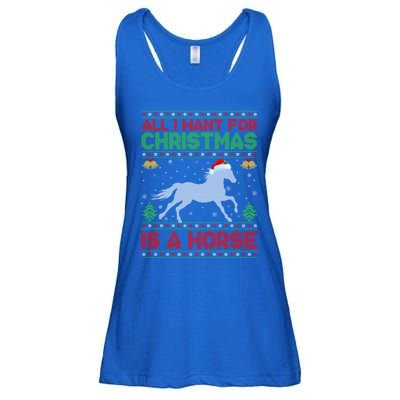 All I Want For Xmas Is A Horse Funny Ugly Christmas Horse Great Gift Ladies Essential Flowy Tank