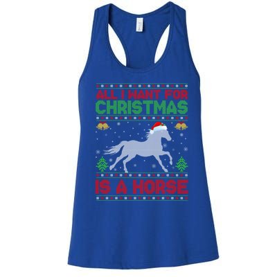 All I Want For Xmas Is A Horse Funny Ugly Christmas Horse Great Gift Women's Racerback Tank