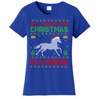 All I Want For Xmas Is A Horse Funny Ugly Christmas Horse Great Gift Women's T-Shirt