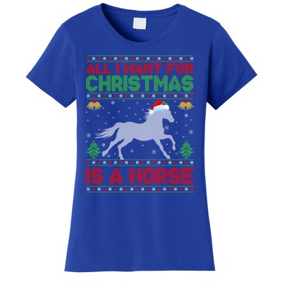 All I Want For Xmas Is A Horse Funny Ugly Christmas Horse Great Gift Women's T-Shirt