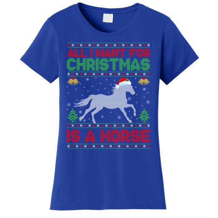 All I Want For Xmas Is A Horse Funny Ugly Christmas Horse Great Gift Women's T-Shirt