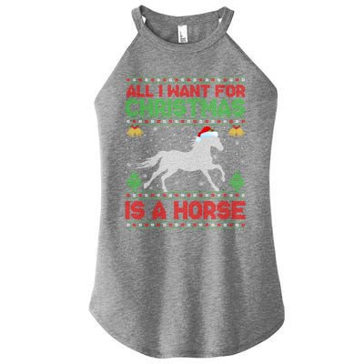 All I Want For Xmas Is A Horse Funny Ugly Christmas Horse Great Gift Women's Perfect Tri Rocker Tank