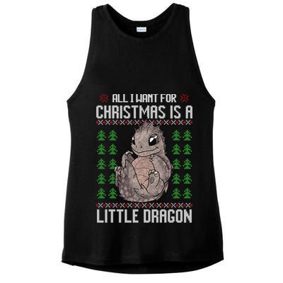 All I Want For Christmas Is A Dragon Ugly Xmas Sweater Gift Ladies PosiCharge Tri-Blend Wicking Tank