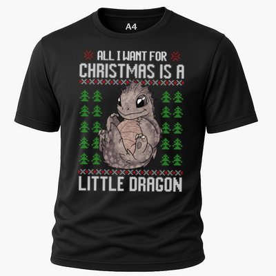 All I Want For Christmas Is A Dragon Ugly Xmas Sweater Gift Cooling Performance Crew T-Shirt