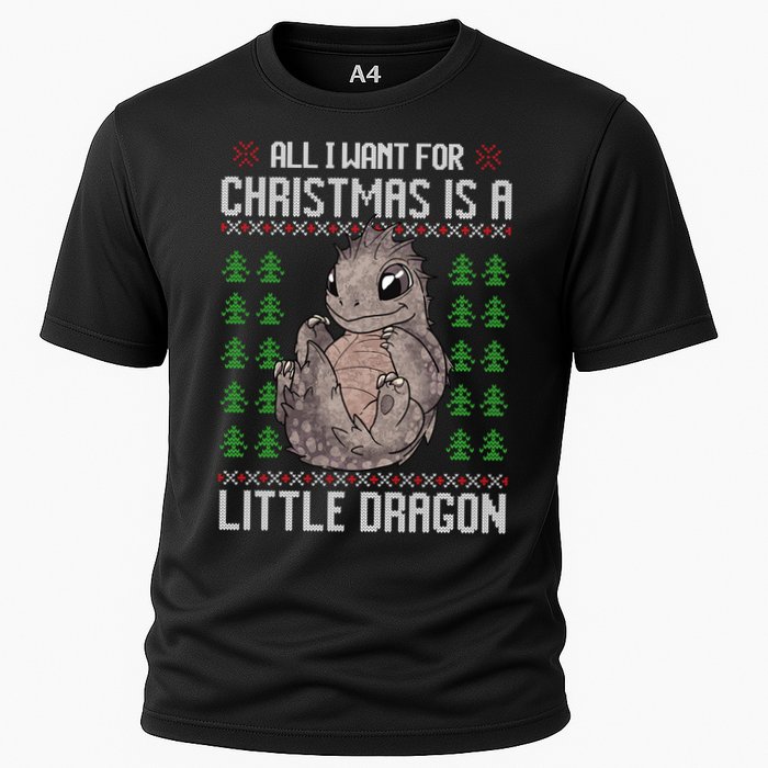 All I Want For Christmas Is A Dragon Ugly Xmas Sweater Gift Cooling Performance Crew T-Shirt