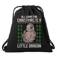 All I Want For Christmas Is A Dragon Ugly Xmas Sweater Gift Drawstring Bag