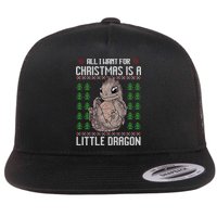 All I Want For Christmas Is A Dragon Ugly Xmas Sweater Gift Flat Bill Trucker Hat
