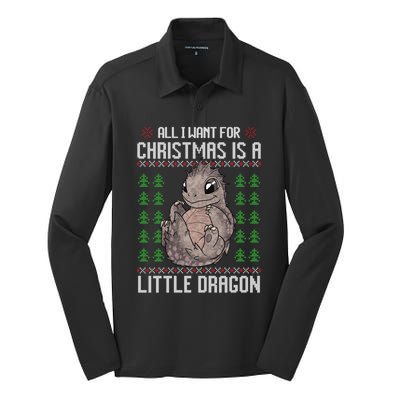 All I Want For Christmas Is A Dragon Ugly Xmas Sweater Gift Silk Touch Performance Long Sleeve Polo