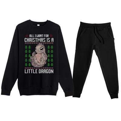 All I Want For Christmas Is A Dragon Ugly Xmas Sweater Gift Premium Crewneck Sweatsuit Set