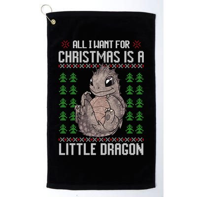 All I Want For Christmas Is A Dragon Ugly Xmas Sweater Gift Golf Towel