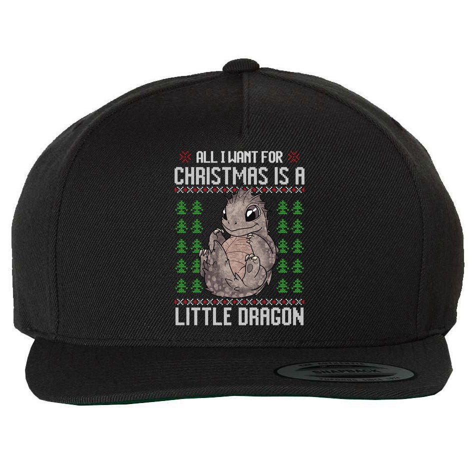All I Want For Christmas Is A Dragon Ugly Xmas Sweater Gift Wool Snapback Cap