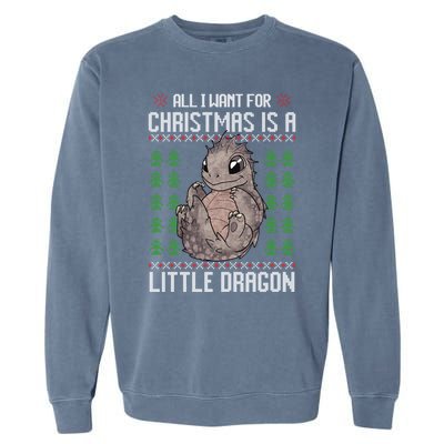 All I Want For Christmas Is A Dragon Ugly Xmas Sweater Gift Garment-Dyed Sweatshirt