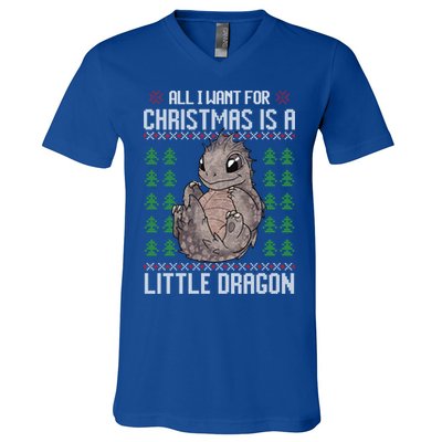 All I Want For Christmas Is A Dragon Ugly Xmas Sweater Gift V-Neck T-Shirt