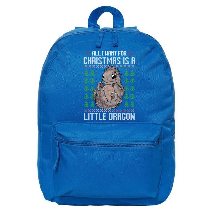 All I Want For Christmas Is A Dragon Ugly Xmas Sweater Gift 16 in Basic Backpack