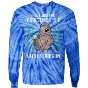 All I Want For Christmas Is A Dragon Ugly Xmas Sweater Gift Tie-Dye Long Sleeve Shirt