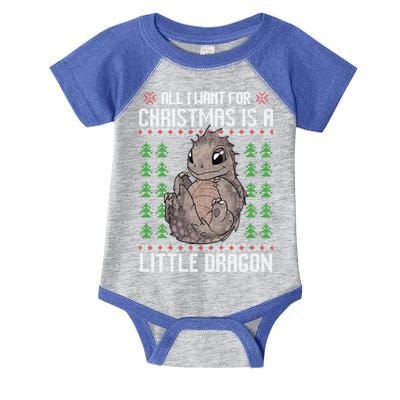 All I Want For Christmas Is A Dragon Ugly Xmas Sweater Gift Infant Baby Jersey Bodysuit