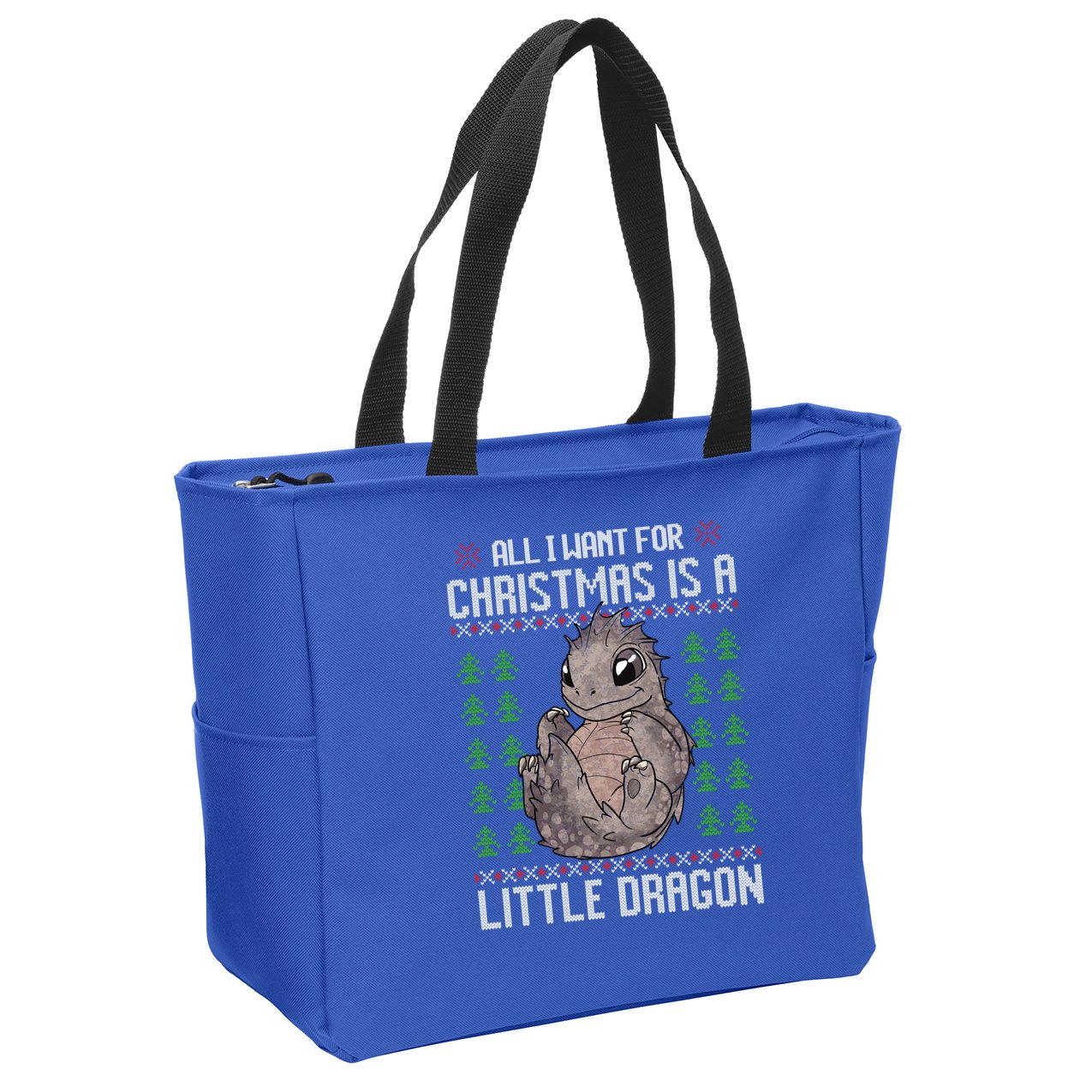 All I Want For Christmas Is A Dragon Ugly Xmas Sweater Gift Zip Tote Bag