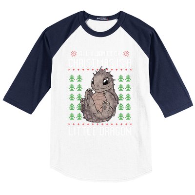 All I Want For Christmas Is A Dragon Ugly Xmas Sweater Gift Baseball Sleeve Shirt