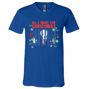 All I Want For Christmas Anti Trump Prison Jail Gift V-Neck T-Shirt