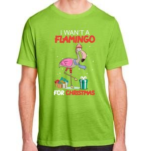 All I Want For Christmas Is A Flamingo Warm Weather Gift Adult ChromaSoft Performance T-Shirt