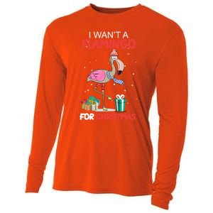 All I Want For Christmas Is A Flamingo Warm Weather Gift Cooling Performance Long Sleeve Crew