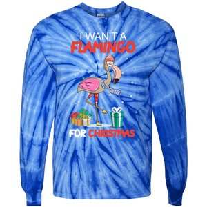 All I Want For Christmas Is A Flamingo Warm Weather Gift Tie-Dye Long Sleeve Shirt