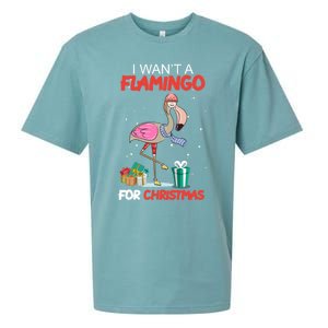 All I Want For Christmas Is A Flamingo Warm Weather Gift Sueded Cloud Jersey T-Shirt