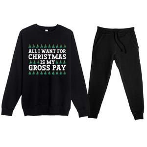 All I Want For Christmas Is My Gross Pay Premium Crewneck Sweatsuit Set