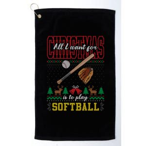 All I Want For Christmas Is To Play Softball Ugly Sweater Funny Gift Platinum Collection Golf Towel