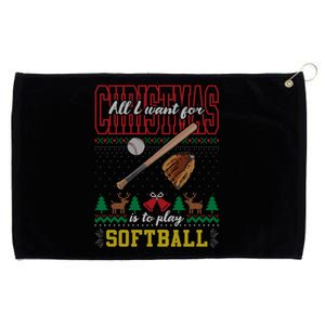 All I Want For Christmas Is To Play Softball Ugly Sweater Funny Gift Grommeted Golf Towel