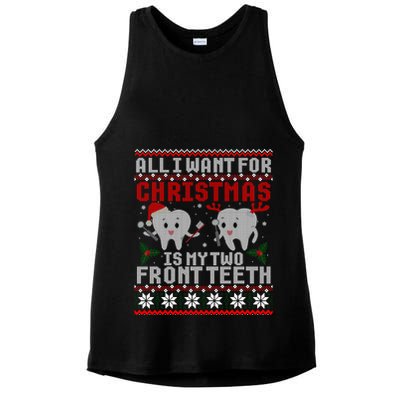 All I Want For Christmas Is My Two Front Teeth Ugly Sweater Gift Ladies PosiCharge Tri-Blend Wicking Tank