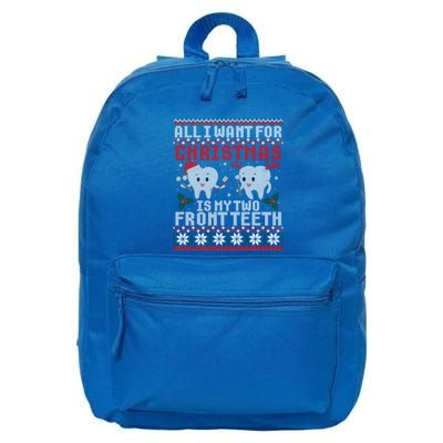 All I Want For Christmas Is My Two Front Teeth Ugly Sweater Gift 16 in Basic Backpack