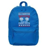 All I Want For Christmas Is My Two Front Teeth Ugly Sweater Gift 16 in Basic Backpack