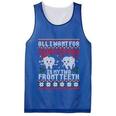 All I Want For Christmas Is My Two Front Teeth Ugly Sweater Gift Mesh Reversible Basketball Jersey Tank