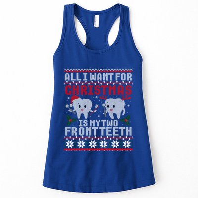 All I Want For Christmas Is My Two Front Teeth Ugly Sweater Gift Womens Tank Top