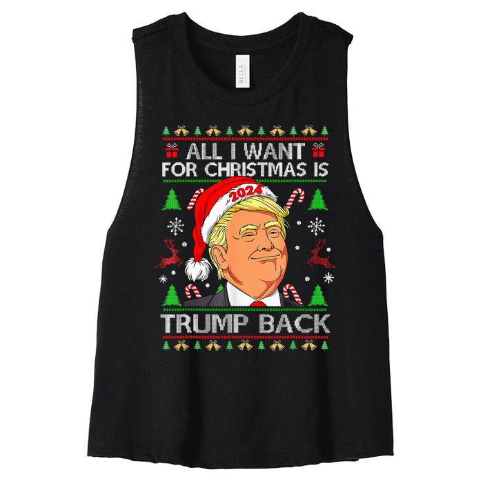 All I Want For Christmas Is Trump Back 2024 Women's Racerback Cropped Tank