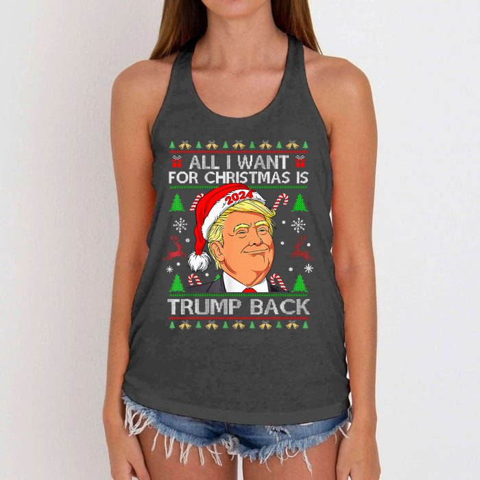 All I Want For Christmas Is Trump Back 2024 Women's Knotted Racerback Tank