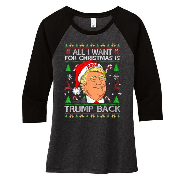 All I Want For Christmas Is Trump Back 2024 Women's Tri-Blend 3/4-Sleeve Raglan Shirt