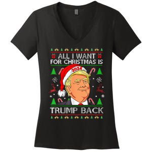 All I Want For Christmas Is Trump Back 2024 Women's V-Neck T-Shirt